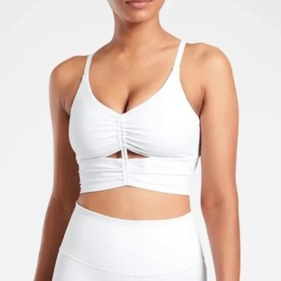 Athleta Conscious Crop Bra XS Black & White Ruched Bralette Set | Adjustable - Picture 2 of 6
